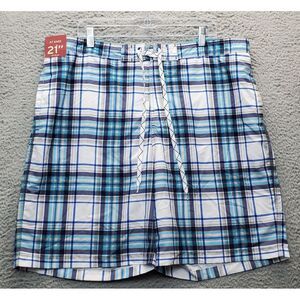 Merona Board Shorts Mens XL Multi Plaid Mesh Panel Elastic Waist Drawstring Logo